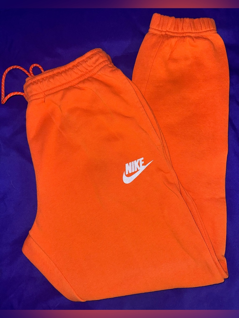 Men’s Nike Orange Fleece Sweatpants Size Medium Elastic Ankles